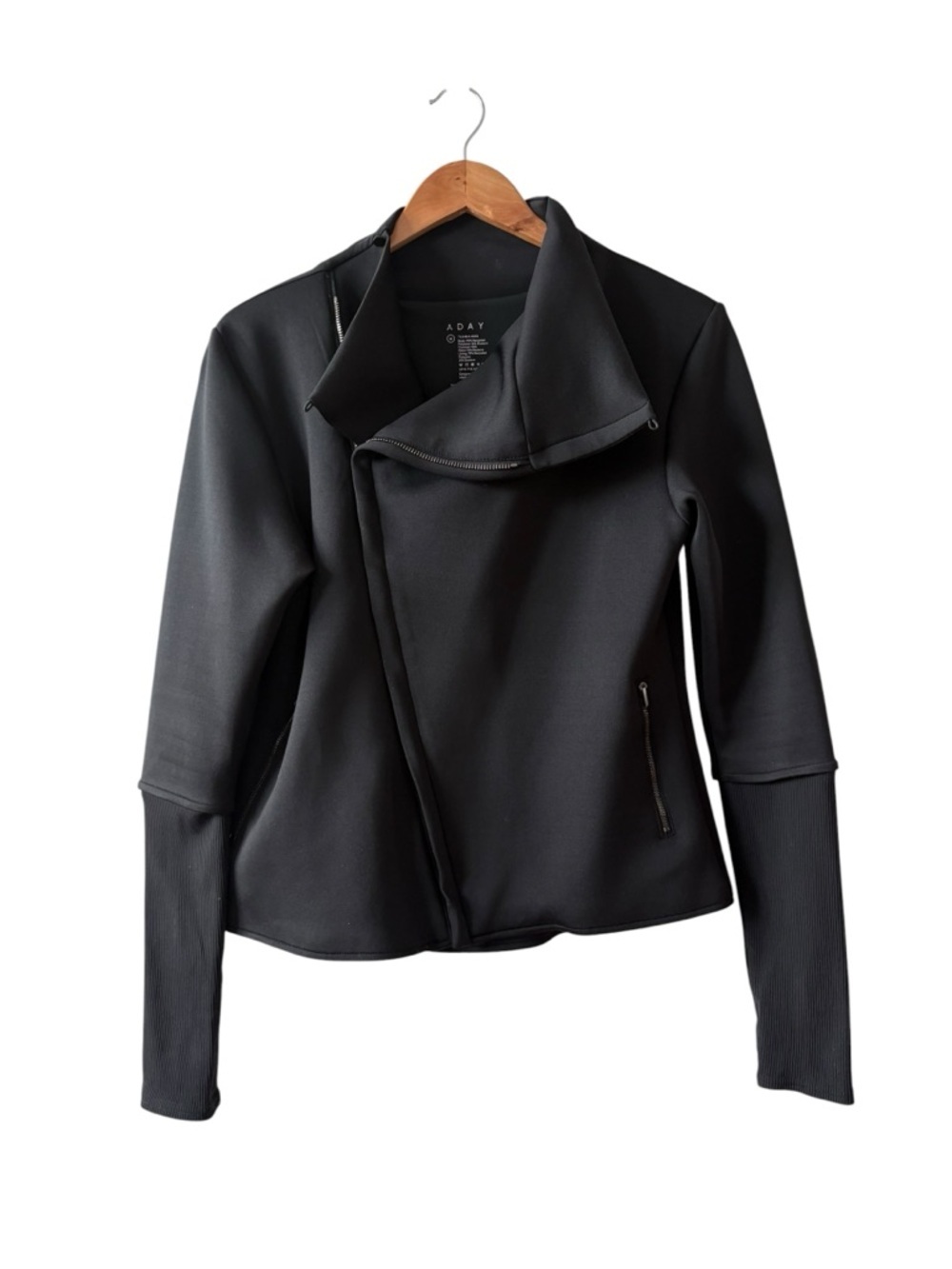 ADAY Up in the Air Black Moto-Style Zip Jacket